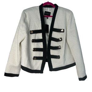 Eloquii Womens 18 Black White Tweed Detail Blazer New Preppy
